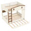 Lit superposé grand sur grand avec lit gigogne et tablettes de rangement-4689971
