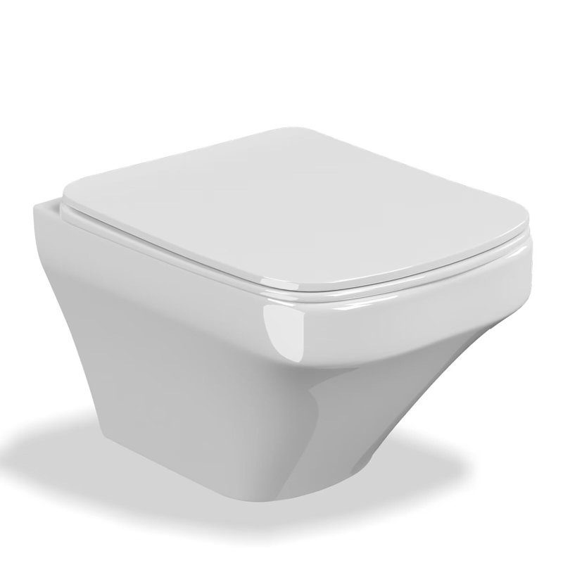 Ebern Designs Olgun Wall Hung Toilets, Back to Wall Toilet, 4L LPF Round Wall Mounted  (Seat Included), White