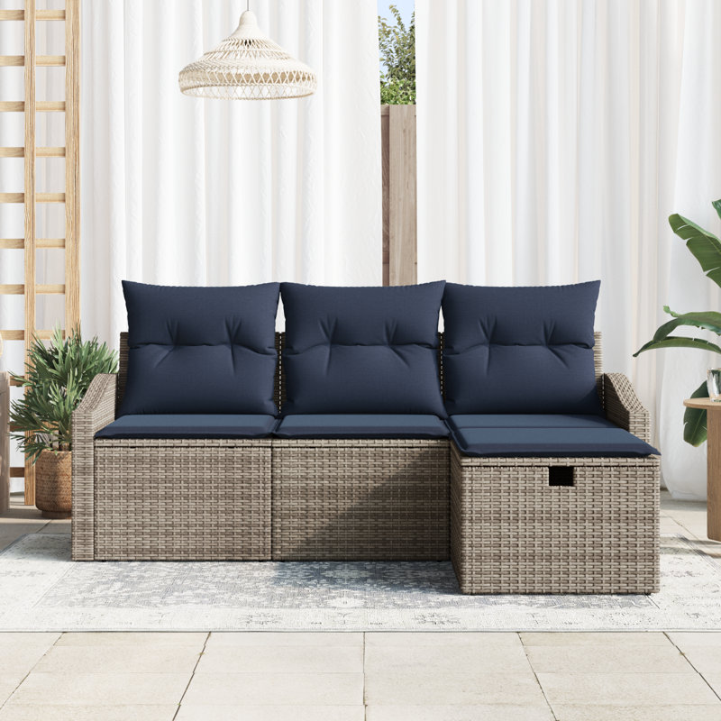 Ensemble de canapé vidaXL avec coussin et rangement 4 pièces vidaX, Gris, 4 pièces: 2 sièges d'angle, siège du milieu, re