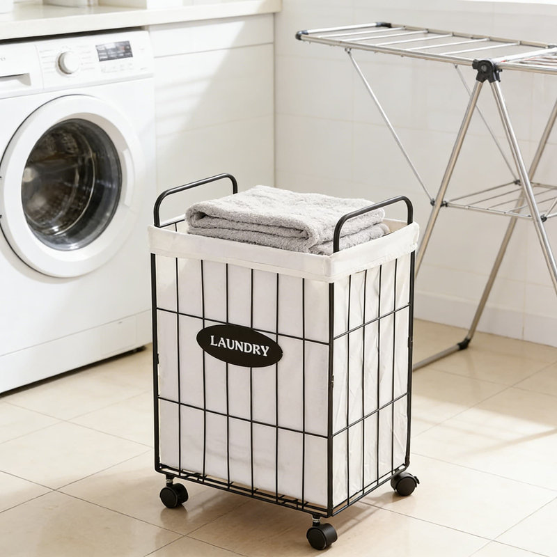 Heavy-Duty Rolling Laundry Hamper With Lockable Wheels And Detachable Liner - Folding Storage Basket With Handles For Clothes, Toys, And Home Organization