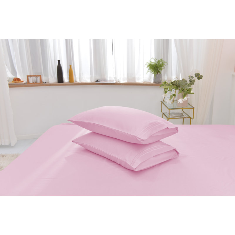  Ensemble de draps 1800 fils en rayonne de bambou, Ensemble de draps pour taille de lit très grand c, Rose