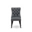 Ensemble de salle à manger 5 pièces en polyester avec 4 chaises de cuisine gris platine, des dossiers capitonnés et une table ronde de 48 po au fini noir sablé.-56613645