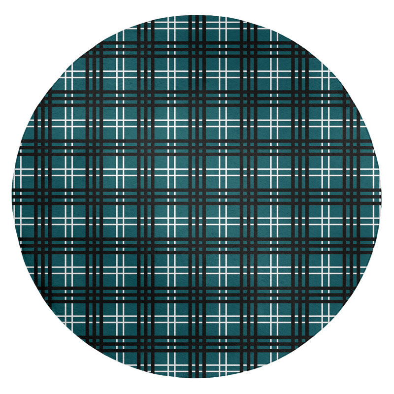 Plaid Indoor Rug, Round 5'