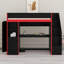 Lit mezzanine tout-en-un avec bureau intégré et système de rangement, DEL