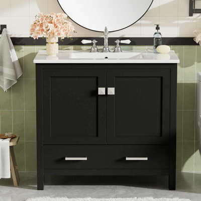 Meuble-lavabo moderne 36 "avec lavabo en céramique et tiroir divisé