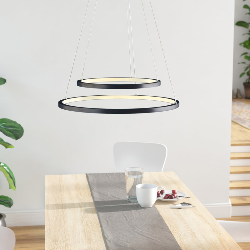 Queanbeyan Dimmable LED Tiered Chandelier, Black