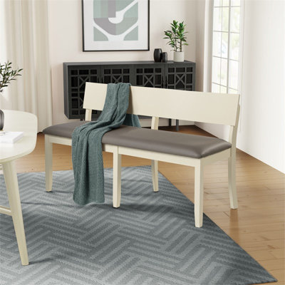 Banc de salle à manger en bois d'hévéa et beige Pembertly Row