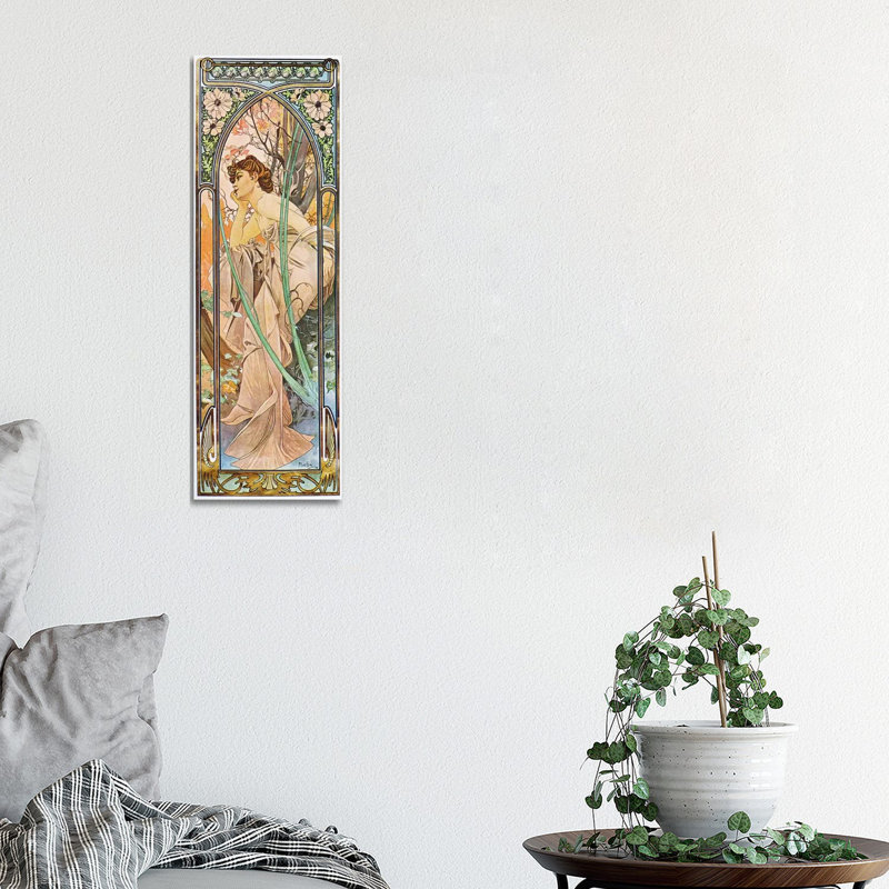 Evening Reverie, 1899 by Alphonse Mucha - Wrapped Canvas Panoramic Print, 30.48 cm H x 91.44 cm W x 1.91 cm D