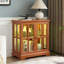Élégante vitrine vitrée à DEL - Design rétro antique avec tablettes réglables et portes en treillis-175868978-175868979