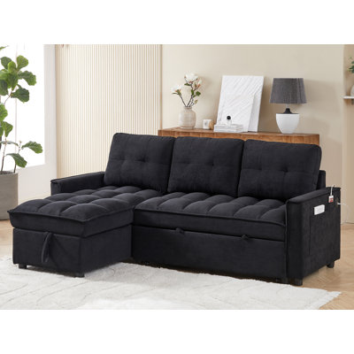 Canapé modulaire convertible en L 71 po avec méridienne et rangement