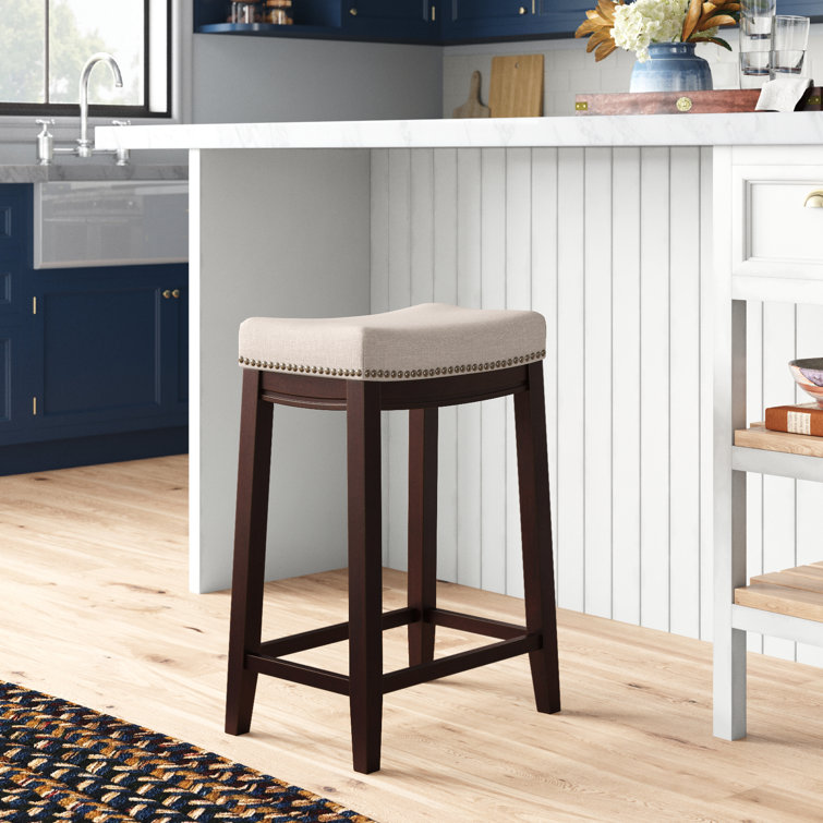 Claridge Counter & Bar Solid Wood Backless Stool with Upholstered Seat