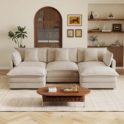 Modern U-Shaped Sectional Sofa with Reversible Ottoman and Modular Flexibility