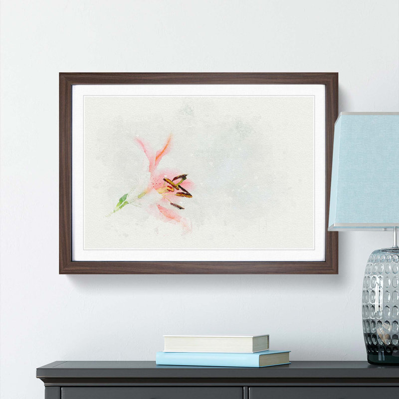 Portrait of a Pink Lily in Abstract - Picture Frame Graphic Art Print, Walnut, 40cm H x 60cm W x 2cm D