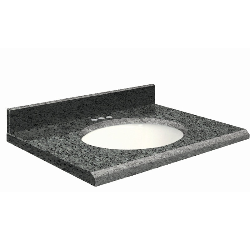 Dessus de salle de bain simple 31 po meuble-lavabo, Blanc, Perle bleue, Décalé de 8 po
