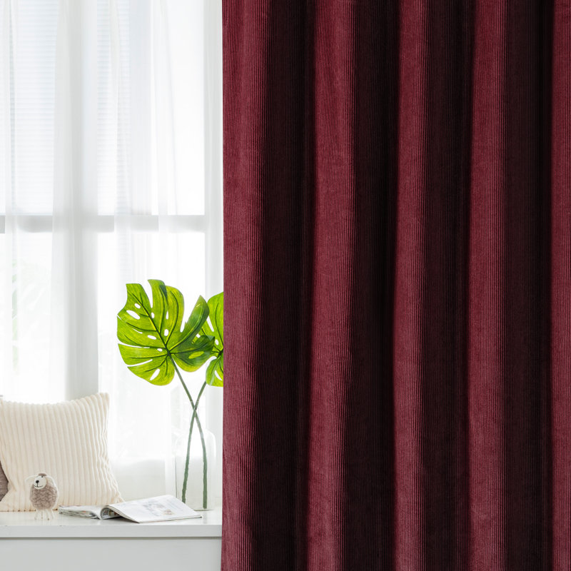 Cotton Room Darkening Curtains / Drapes Pair, 52" W x 96" L, Burgundy 