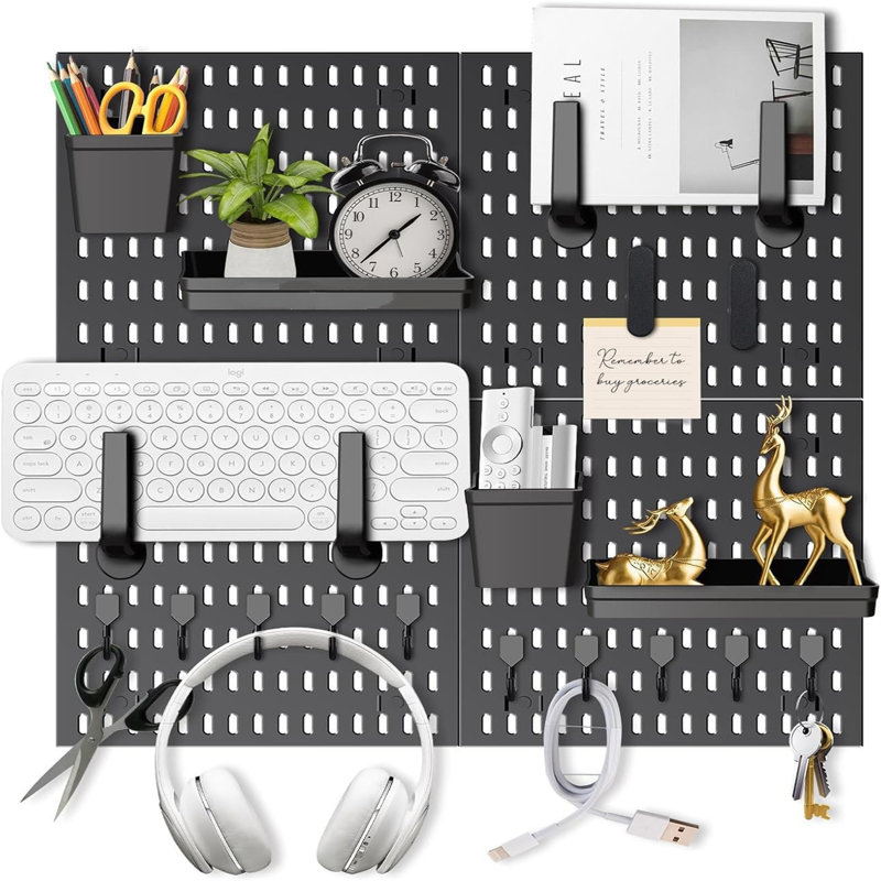 Wall Organiser Pegboard Combination Kit , Black