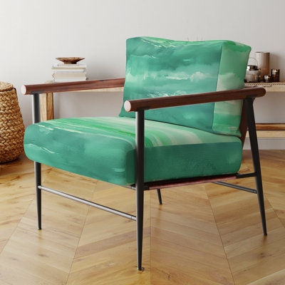 Out To Sea - Fauteuil d'appoint rembourré en velours nautique et vert plage