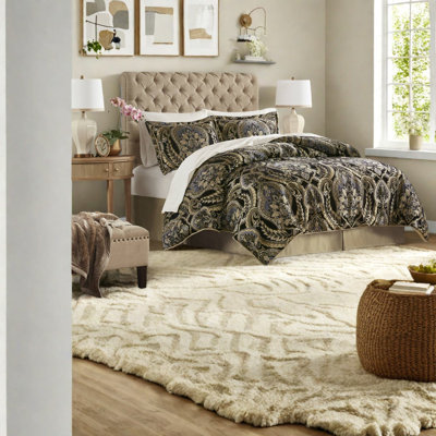 Ensembles de literie pour grand lit en polyester luxueux, motif damassé élégant pour le confort de la maison
