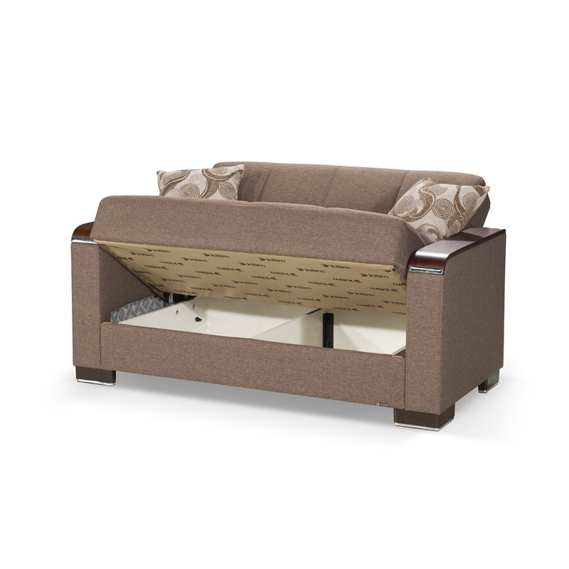Annalice 65 in. Fabric 2-Seater 3-in-1 Sleeper Loveseat Sofa Bed with Storage, Chenille Dark Beige