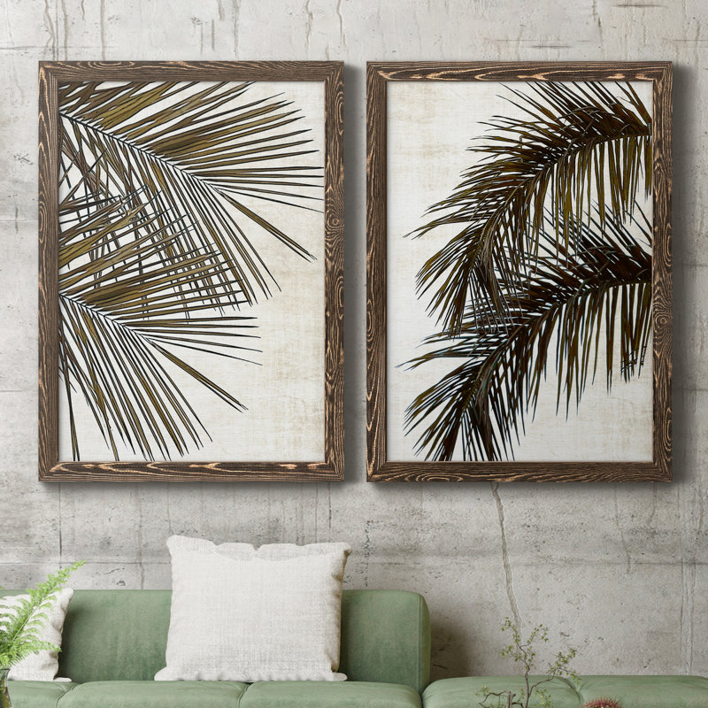 Palm I - ensemble de 2 peintures sur toile encadrées, H 20 po x l 34 po x P 1,5 po, Noyer