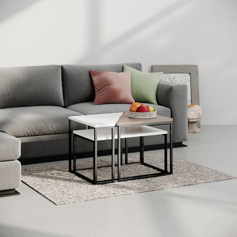 Edwinn Frame Coffee Table, White/Mocha