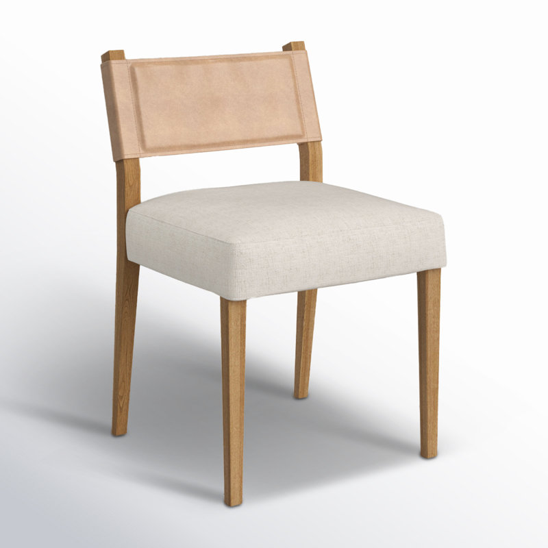 Side Chair in Charcoal, Polyester/Leather Winchester Beige, Natural
