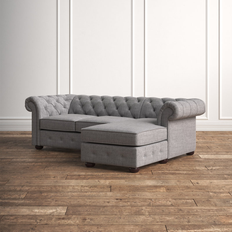 Huskins Upholstered L-Shaped Sectional Right Hand Facing, Grey Linen