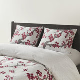 N Natori Cherry Blossom Cotton Sateen Duvet Cover Mini Set