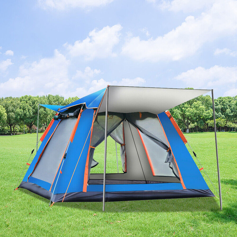 Tente de camping pour 4 personnes avec auvent instantané et tente escamotable pliable 84,64 * 84,61 * 55,90 pouces