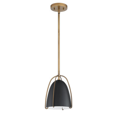 Luminaire suspendu en laiton et noir 1 lumière Maselek