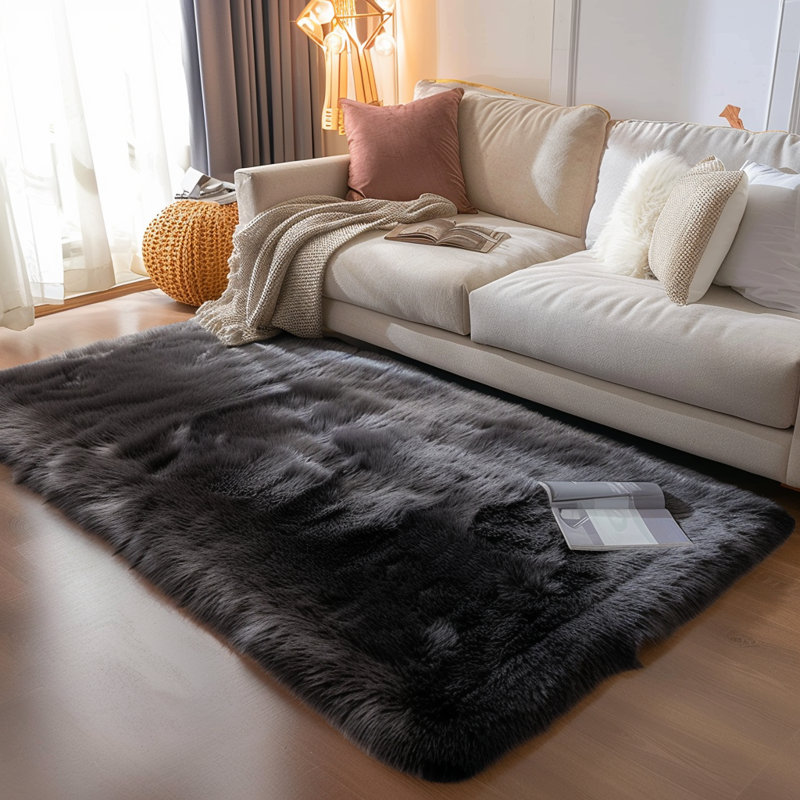 Macie-Rae Faux Sheepskin Indoor Rug, Rectangle 5' x 6'6"