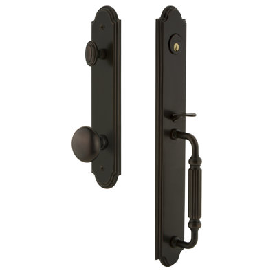 Arc Handleset with Single Cylinder Deadbolt and Fifth Avenue Door Knob and Arc Rosette