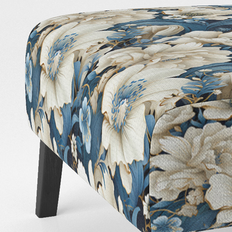 Coastal Breeze Paisley Motif - Fauteuil de chambre rembourré Boho, fauteuil d'appoint blanc