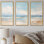 Beige et bleu plage, horizon minimaliste - ensemble d'art mural plage