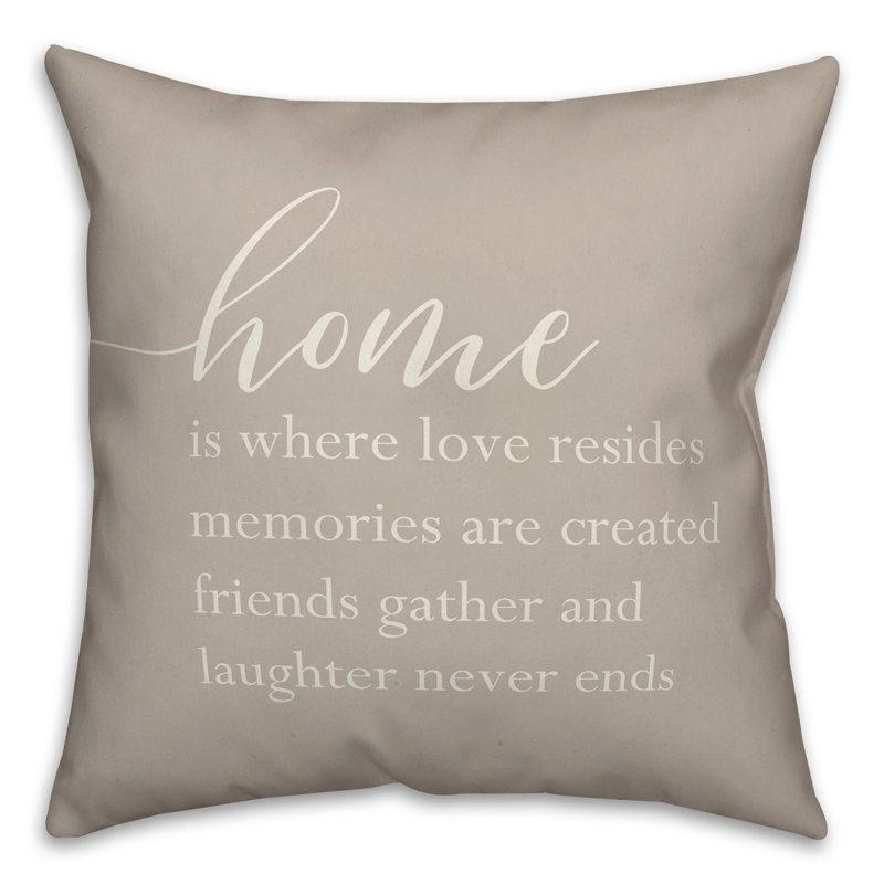La housse de coussin carrée extérieure « Home is where Love is », Gris