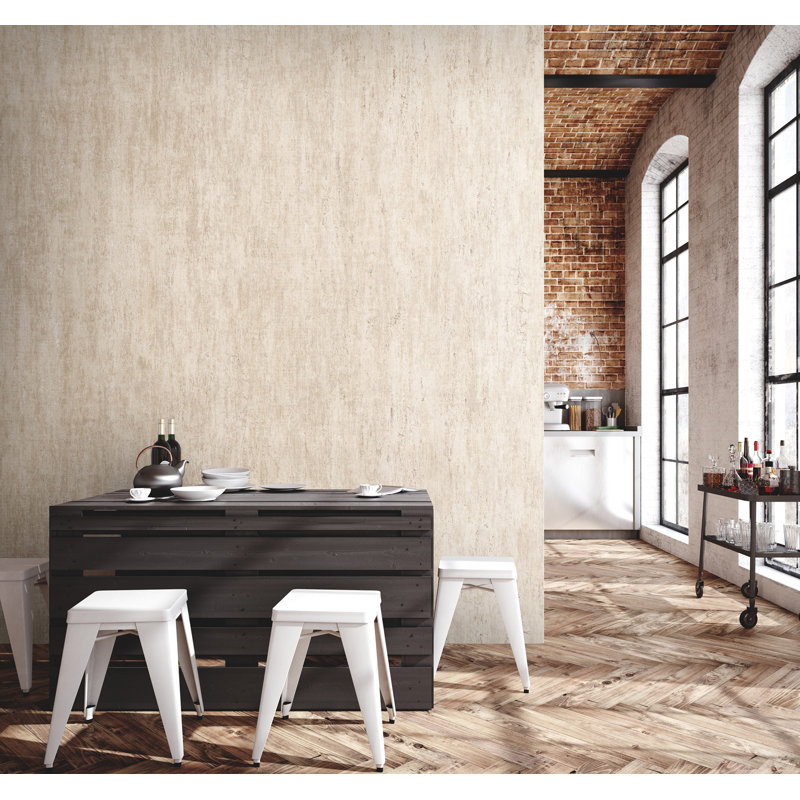 Urban Classics Collection Brera Metallic Abstract Distress Wallpaper Roll, Cream