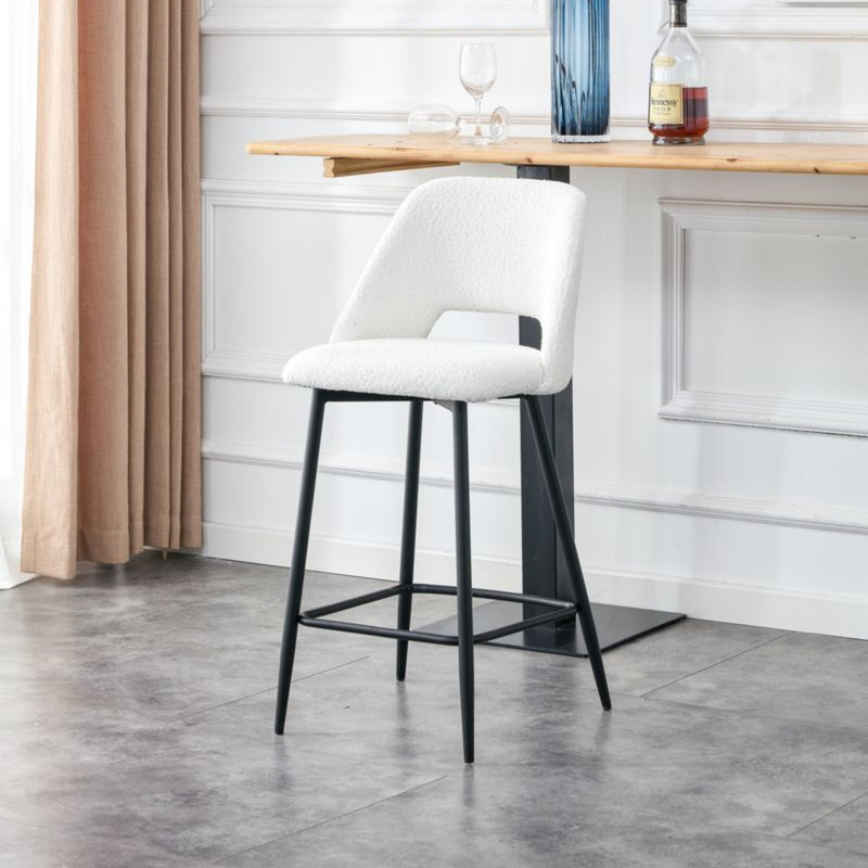 Tabouret de comptoir rembourré Valdez, Blanc
