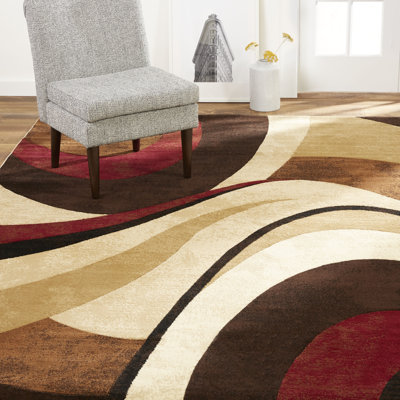 Tapis à motif abstrait brun / beige Rubith