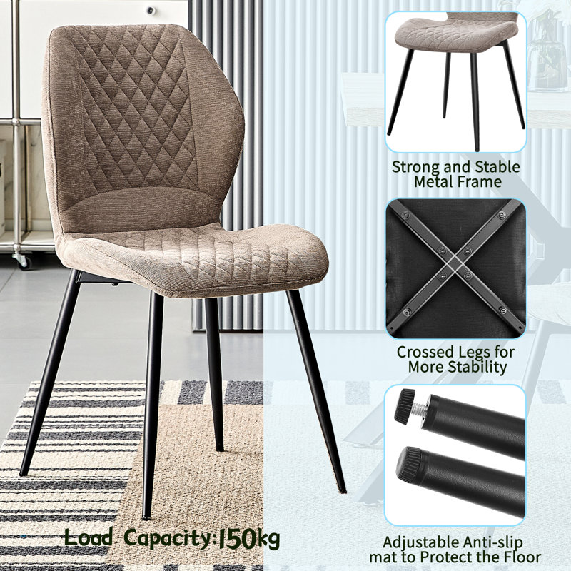 43 cm H Linen Parsons Chair, Brown, 4