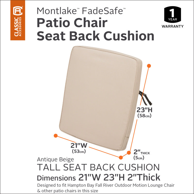 Pina Outdoor Dining Chair Seat Cushion, Antique Beige, 3" H x 23" W x 21" D