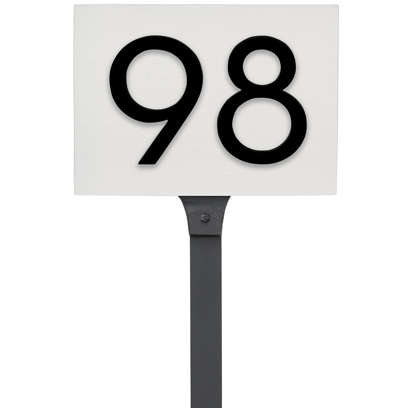 Floating 1-Line Lawn Address Sign, White, Black, Yes