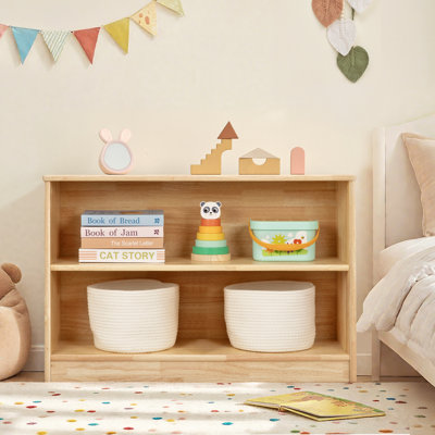 Rubber Wood 2-tier Montessori Shelf And Toy Storage, 35.4" L