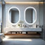 24 po x 35,5 po ovale à DEL-Miroir de salle de bain / anti-buée / à intensité variable / à changement de couleur / Bluetooth / verre trempé / fonction de mémoire
