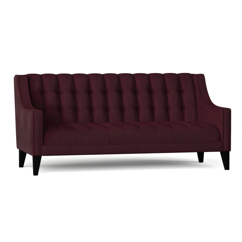 Canapé à accoudoirs encastrés, Noir, 72 pouces, Velours conifère
