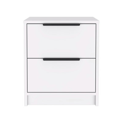 Modern Nightstand 19" H, Two Drawers, White