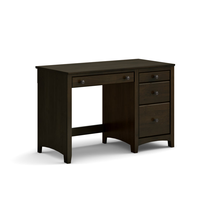 Malani American Built 4 Drawer Solid Wood Desk, Coffee