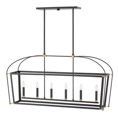Lustre carré / rectangulaire à 6 lumières de style bougie Selby