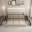 Lit plateforme tapissier moderne avec 4 tiroirs de rangement et lumières à DEL, cadre de lit en métal avec tête de lit réglable, facile à assembler, aucun sommier tapissier requis-351825502-351825503