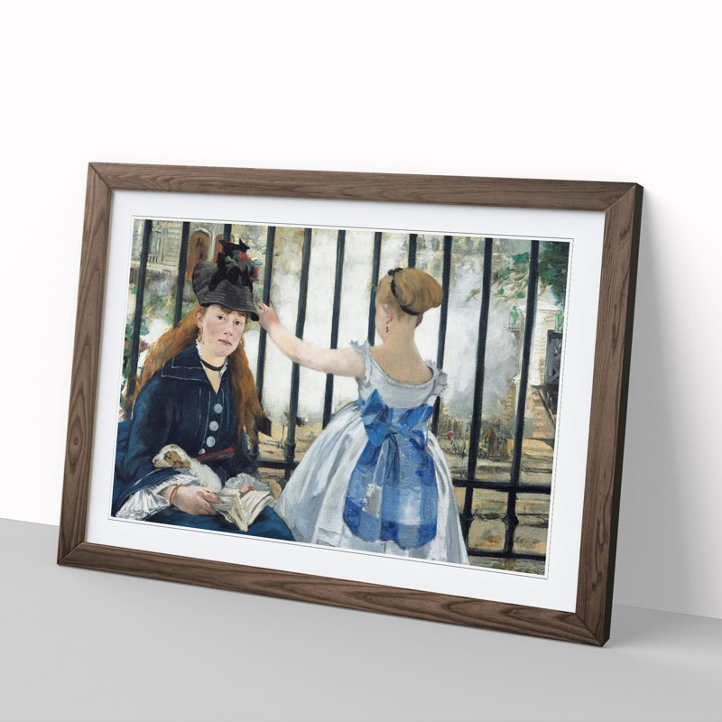 The Railway by Edouard Manet - Picture Frame Painting, 27cm H x 36cm W x 2cm D, Walnut Framed