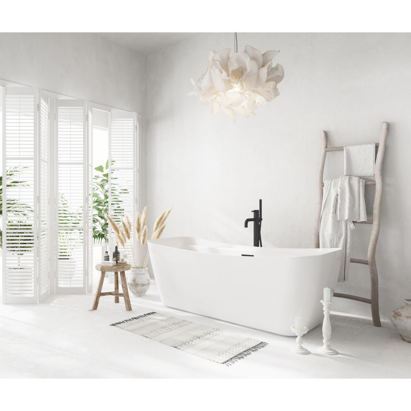 Baignoire de trempage autoportante 66,94 po. X 30,75 po. Dezra, Noir mat
